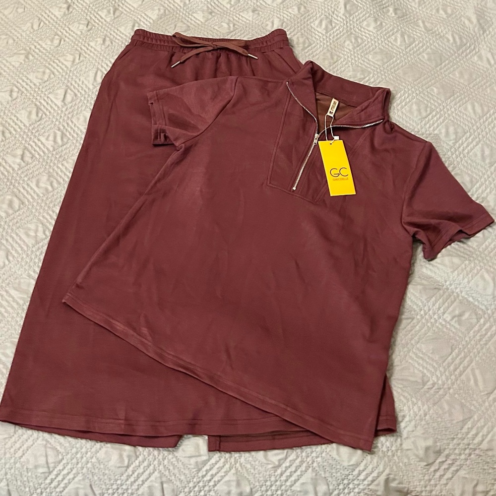 NWT Grecerelle Women’s Top and Skirt Set, Purple, Size Medium
